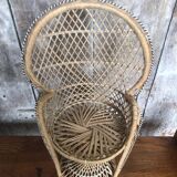 Lot ancien canapé + fauteuil style emmanuelle osier tressé poupée vintage
