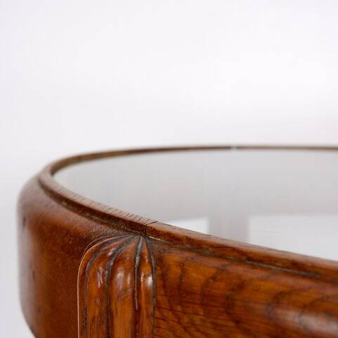 Side table / pedestal with fluted ogive legs - Oval glass top