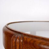 Side table / pedestal with fluted ogive legs - Oval glass top