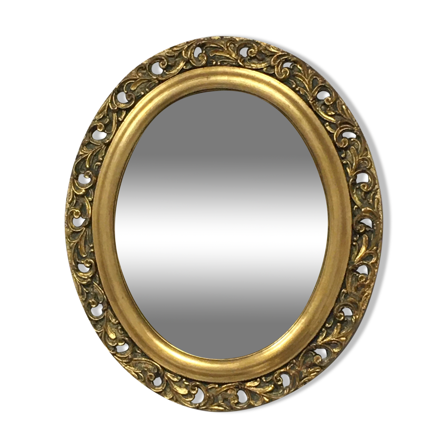 Miroir doré ovale