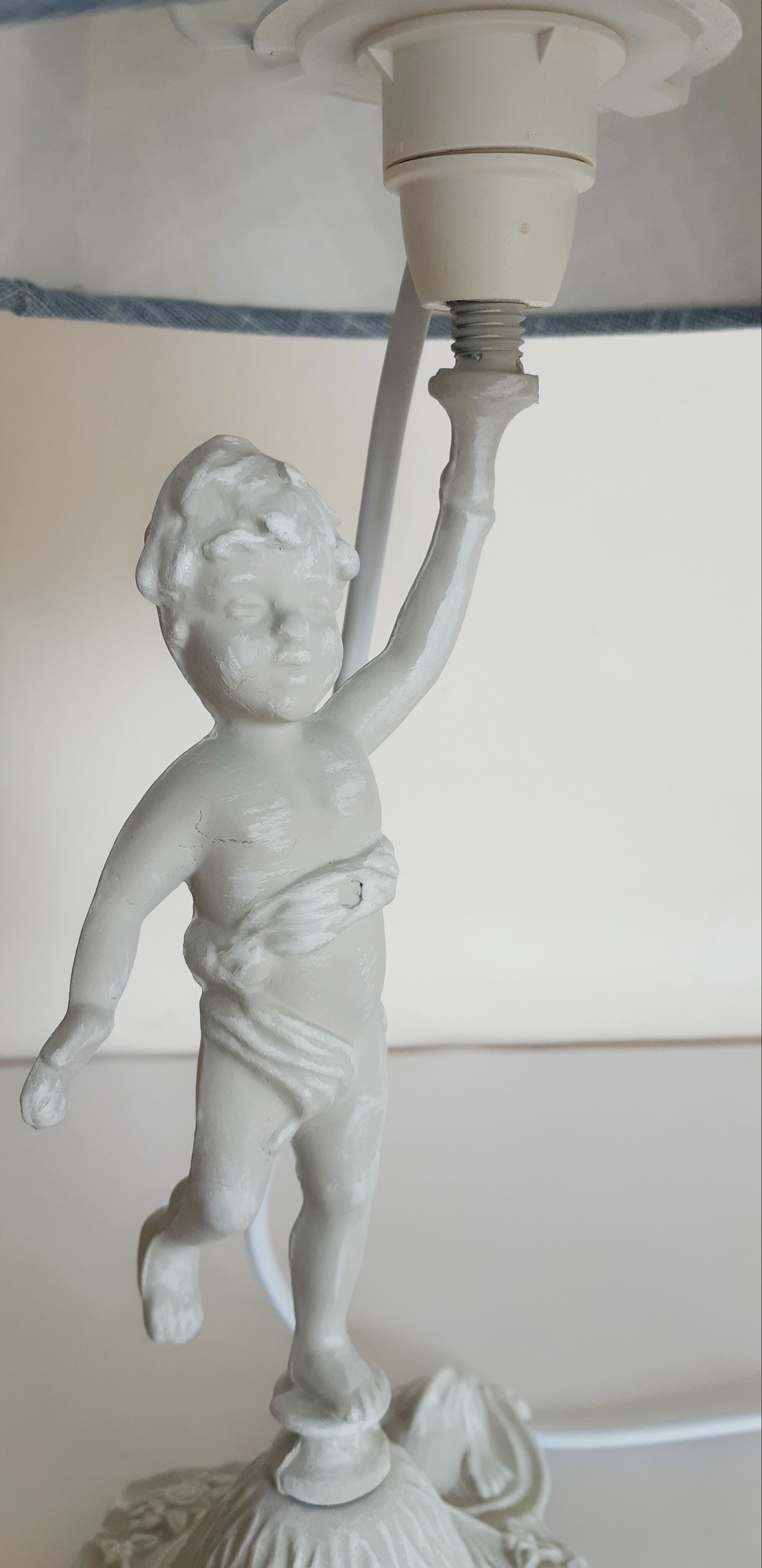 Gray patinated angel bedside lamp