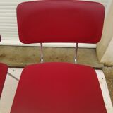 2 chairs in red skaï metal struxture 70s
