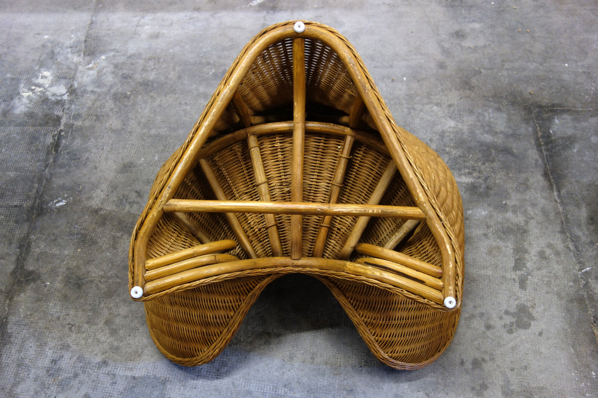 Meditation lotus armchair rattan braided 70s