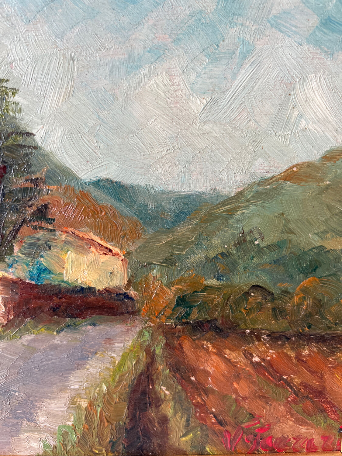 Oil on exotic landscape panel