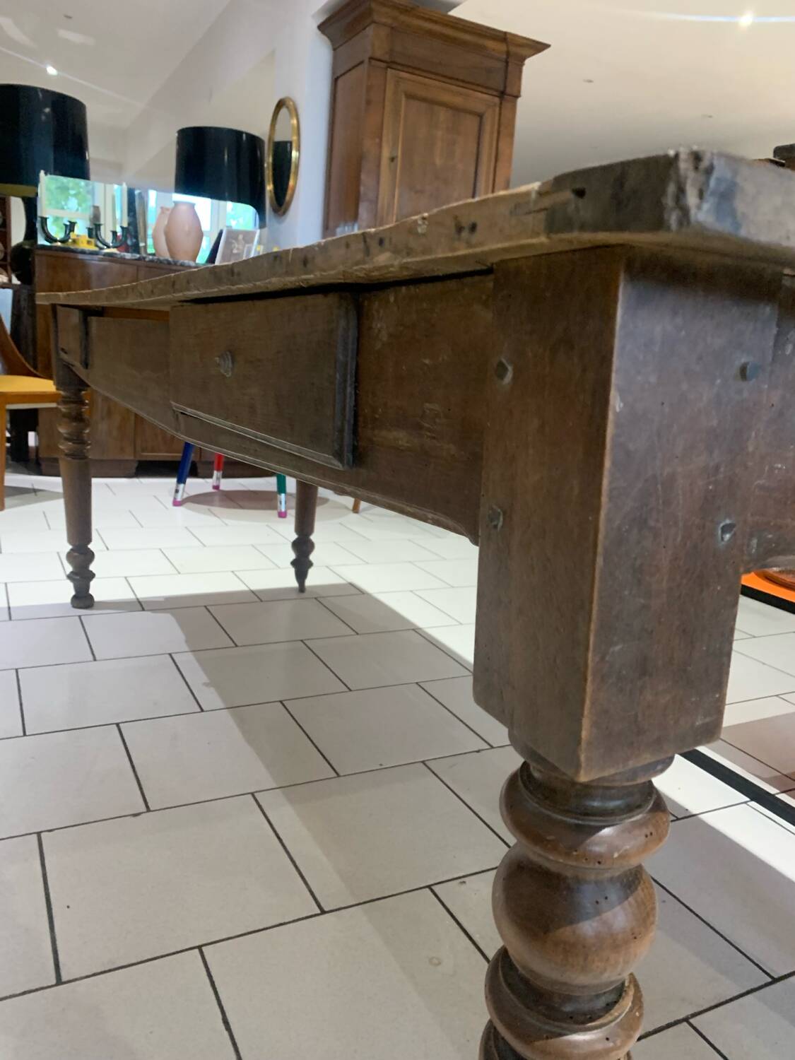 Old rustic 19th century farmhouse table