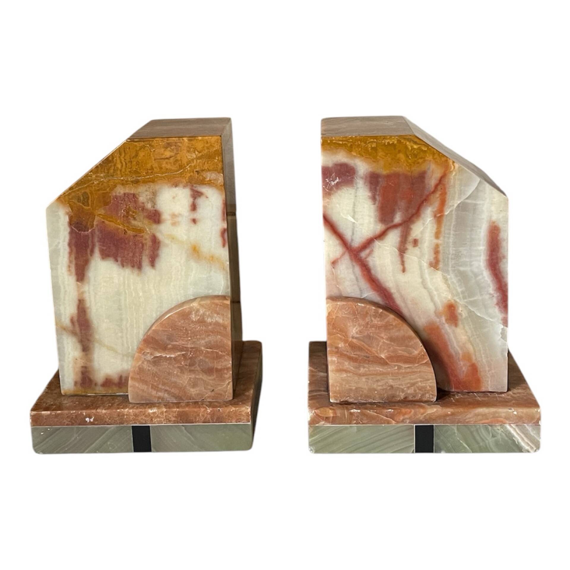 Pair of Art Deco marble and onyx bookends