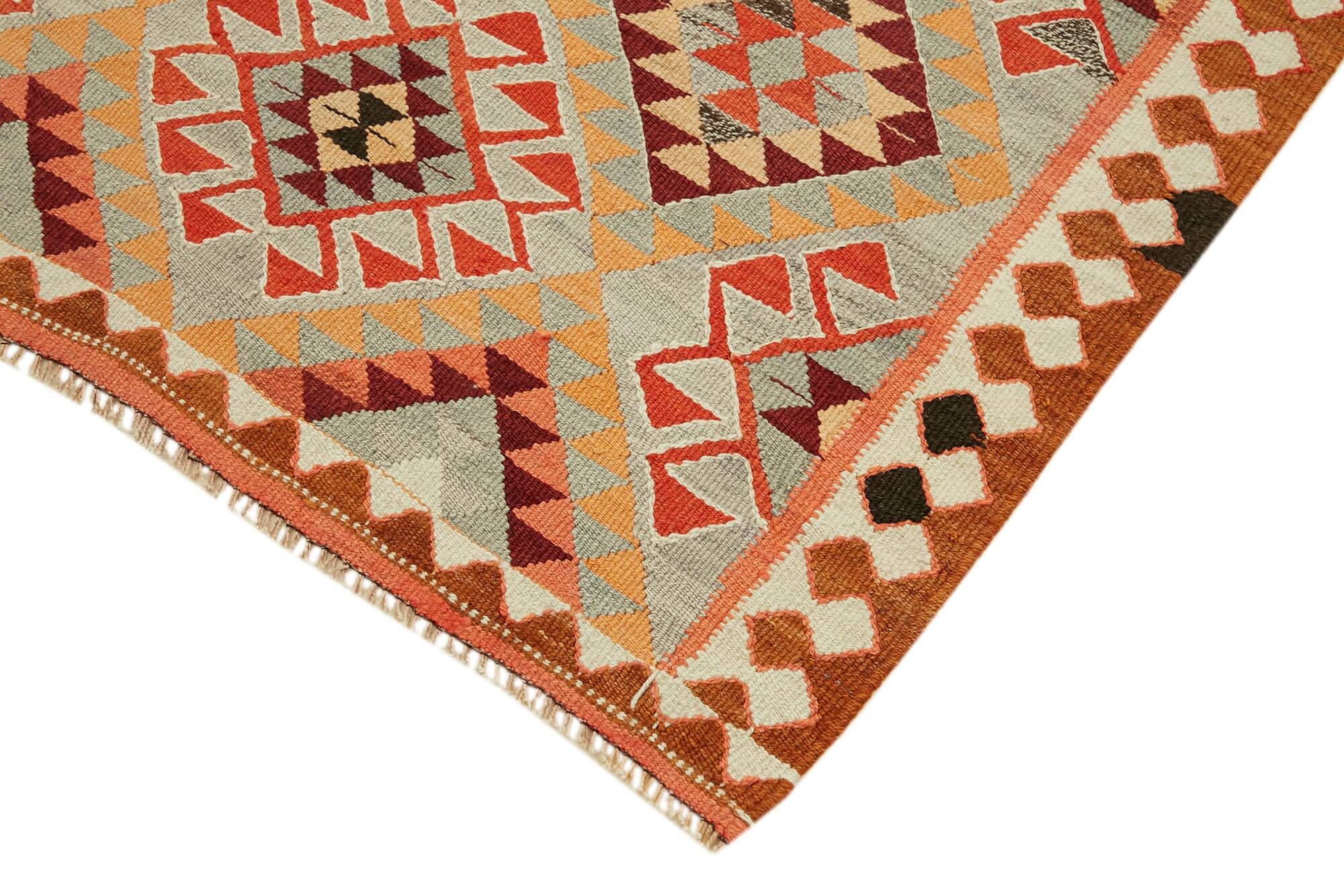 Turkish Handwoven Vintage Herki Kilim 111 cm x 350 cm