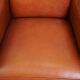 Majestic, luxurious set of 4 cognac-colored cowhide leather Art Deco design armchairs