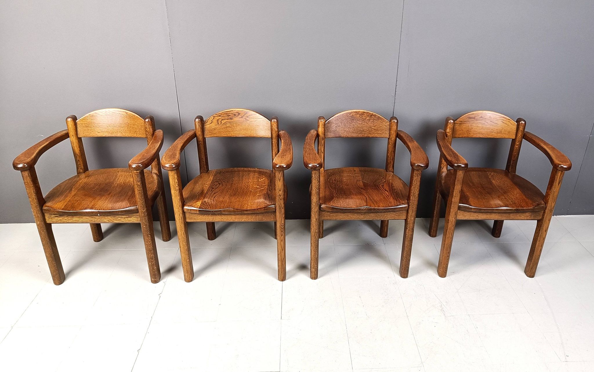 Vintage wooden armchairs made in Belgium, 1970s