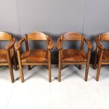 Vintage wooden armchairs made in Belgium, 1970s