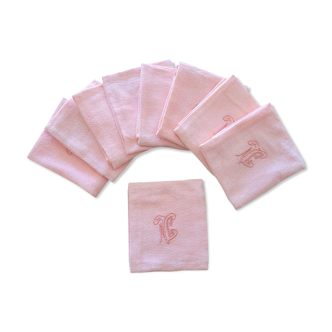 9 pink art deco towels monogrammed NC