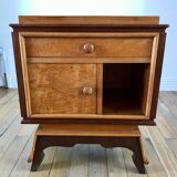 table de chevet en loupe d'orme art déco années 30