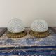 Set of two ceiling lamps or sconces in brass and glass