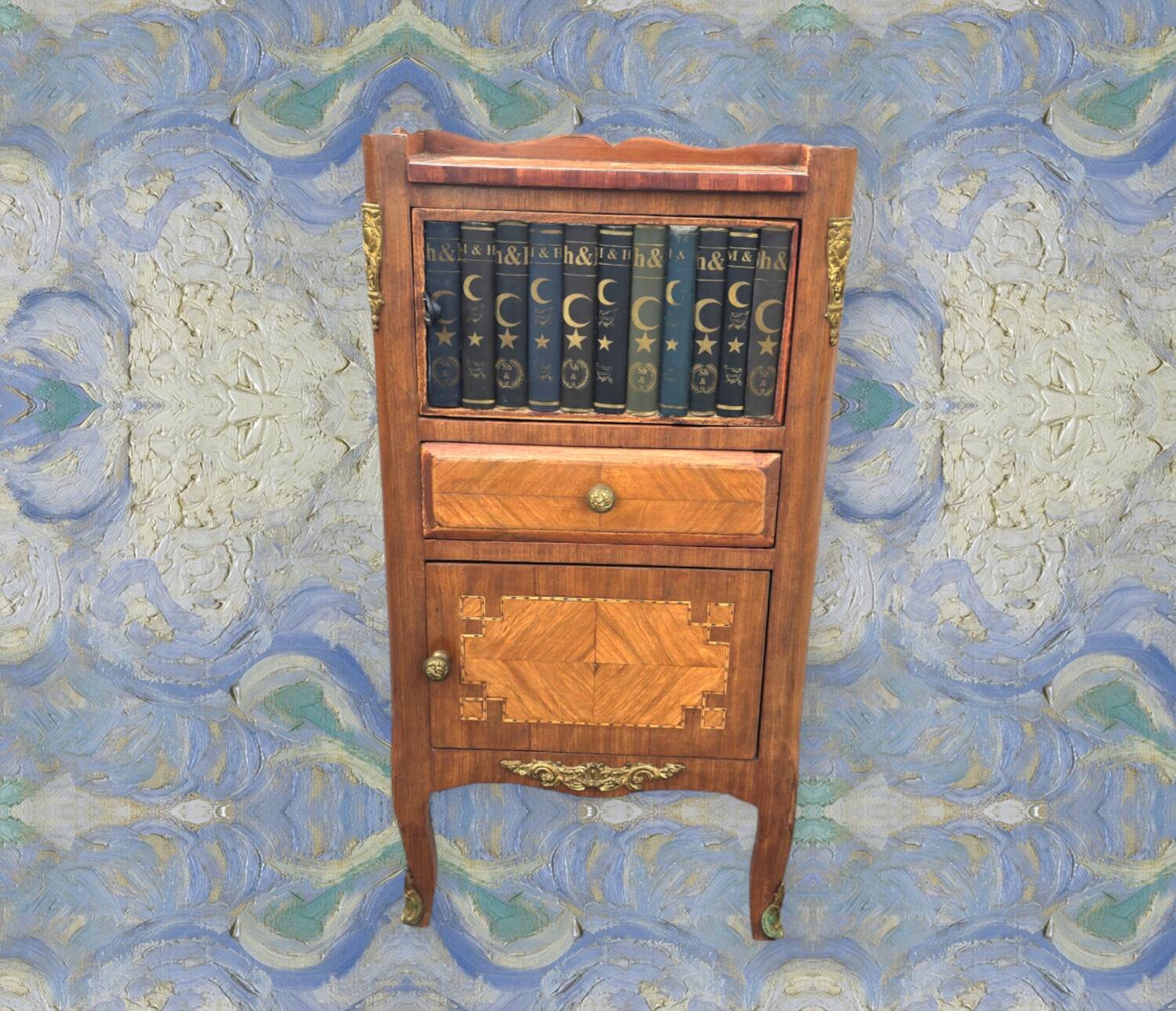 Fake book bedside table with doors