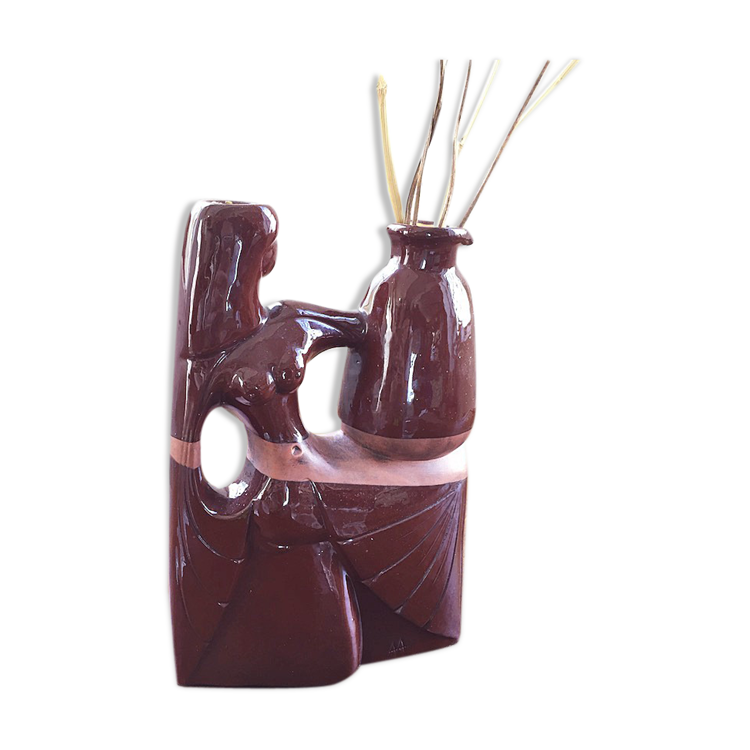 Ceramic pitcher vase polymorphic woman art deco