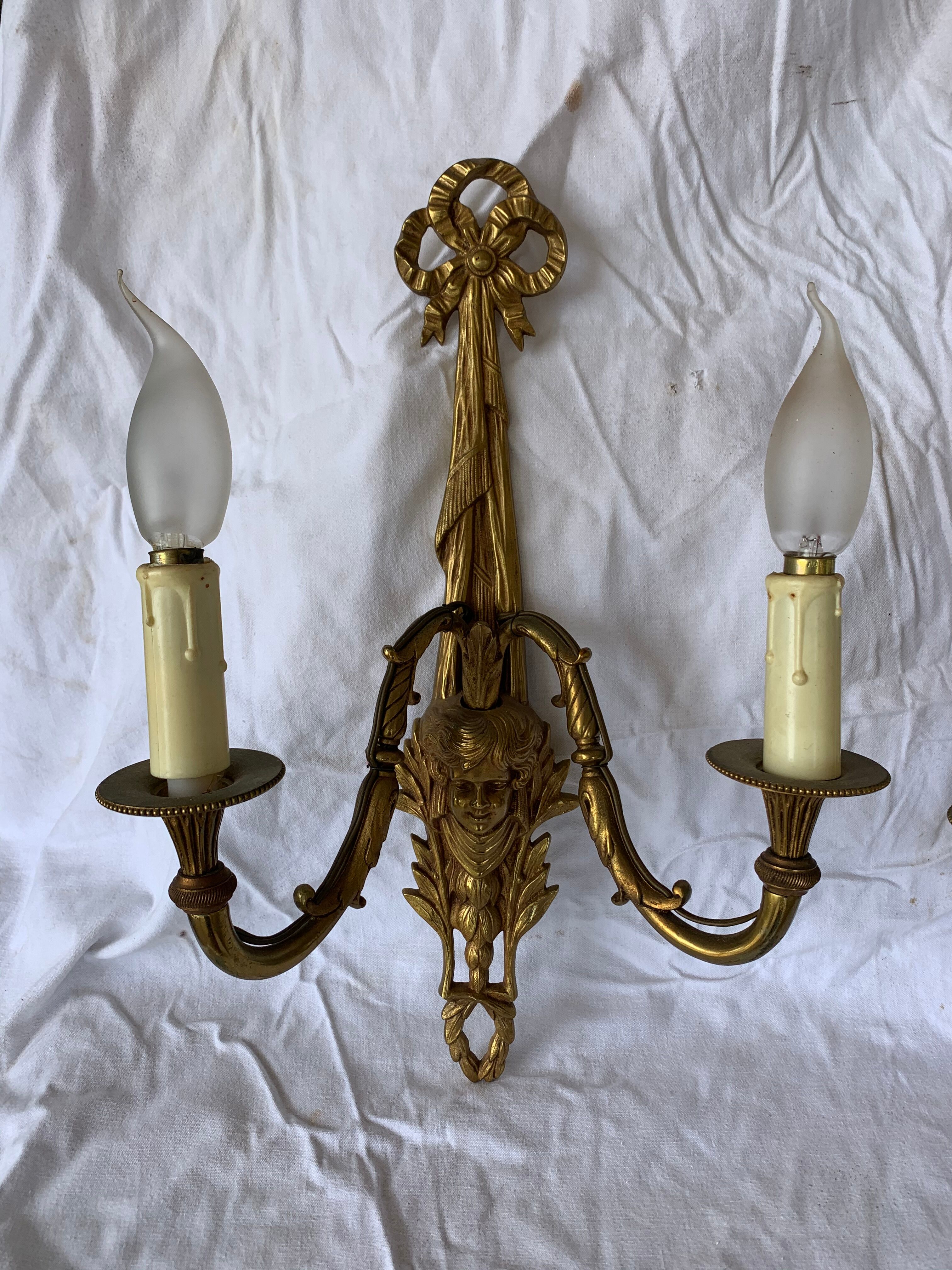 Pair of Louis XVI bronze sconces