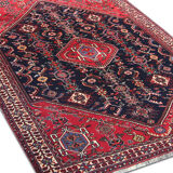 Tapis persan vintage fait à la main tapis traditionnel rouge bleu laine - 117x160cm