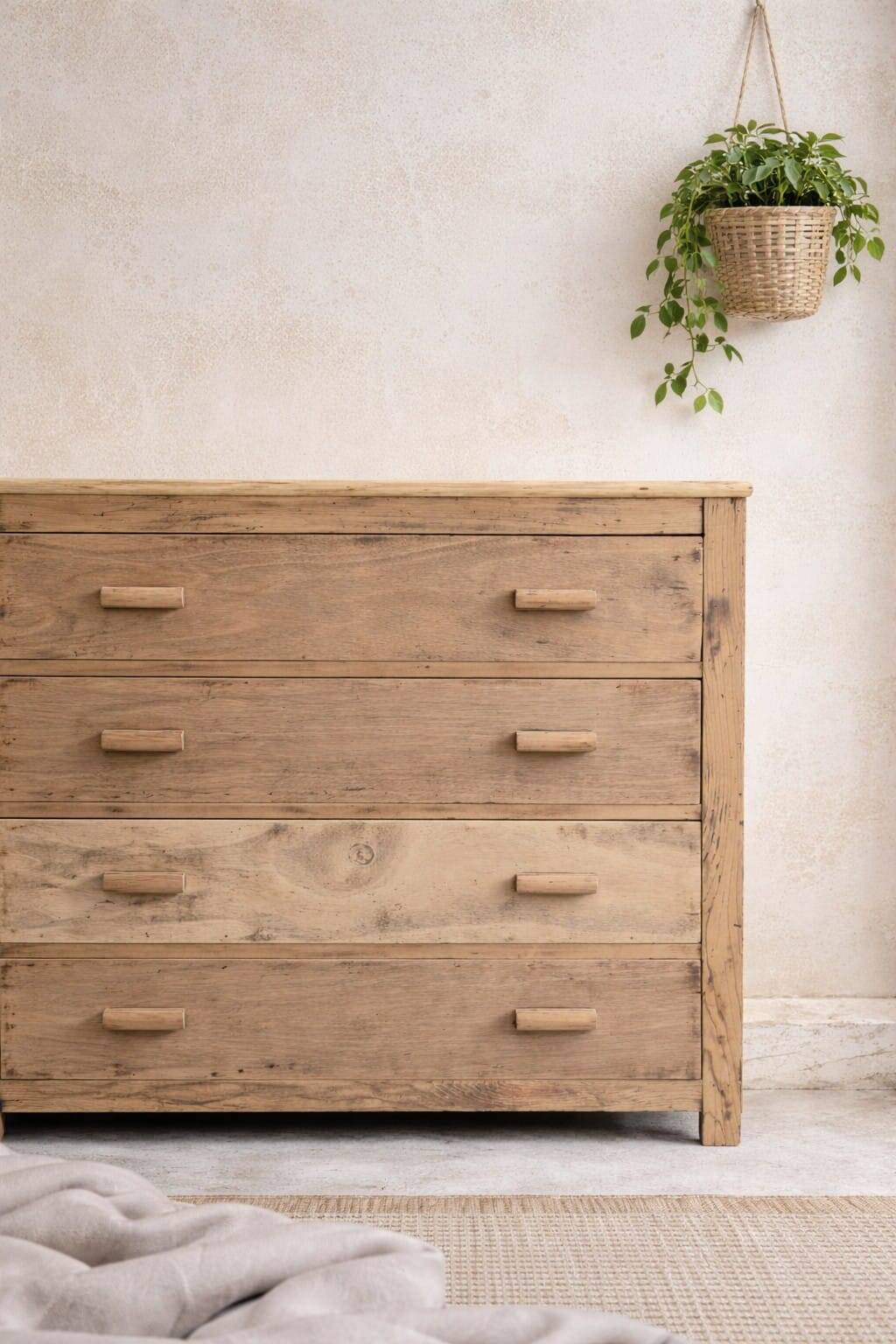 Antique light wood commode – authentic bohemian chic charm