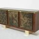 Brutalist Belgian enfilade in rosewood, resin, and brass from around 1970.