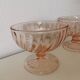 Paire de coupe à fruit en verre rose rosaline tourbillon