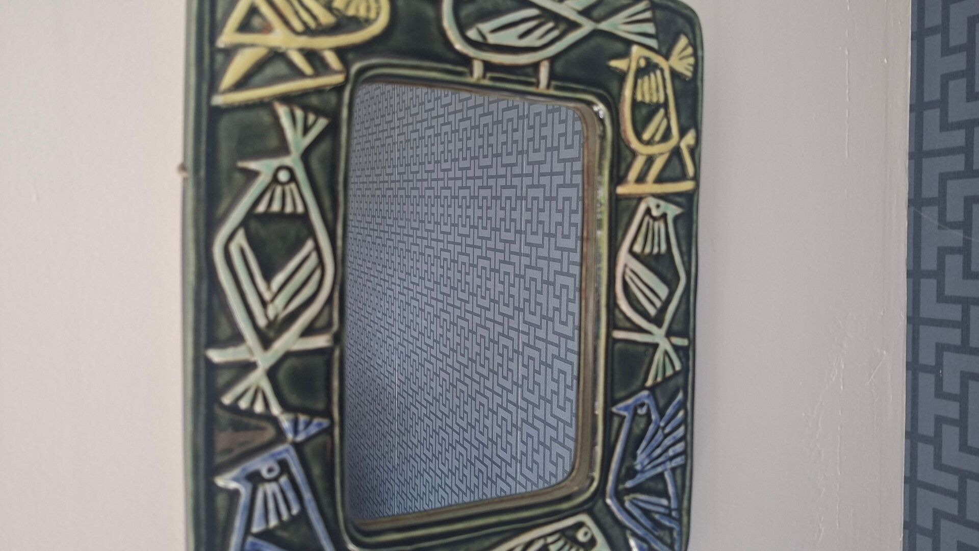 Ceramic Bird Mirror Lisa Larson Harlequin Series / Gustavsberg