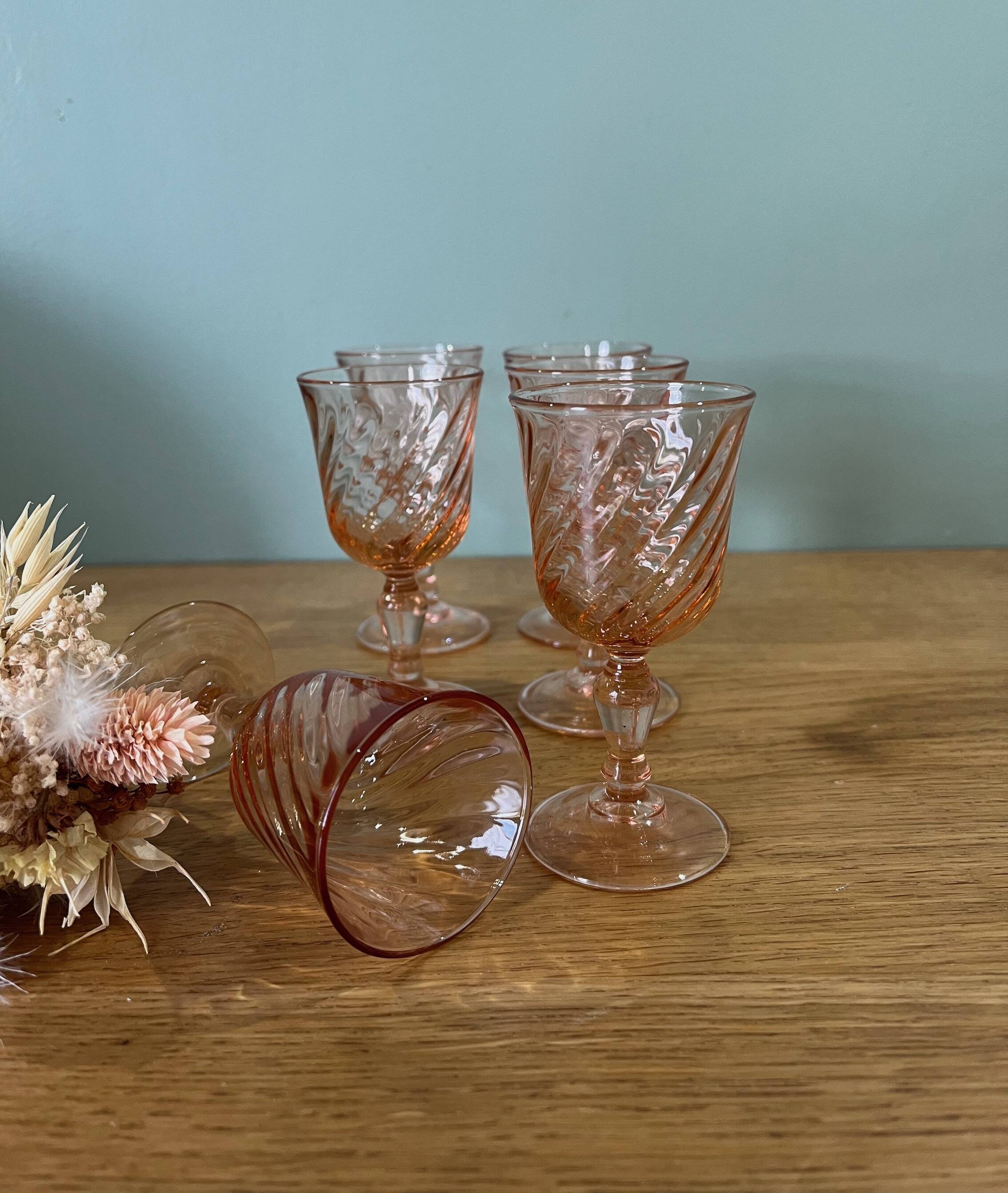 6 Rosaline twisted liqueur glasses