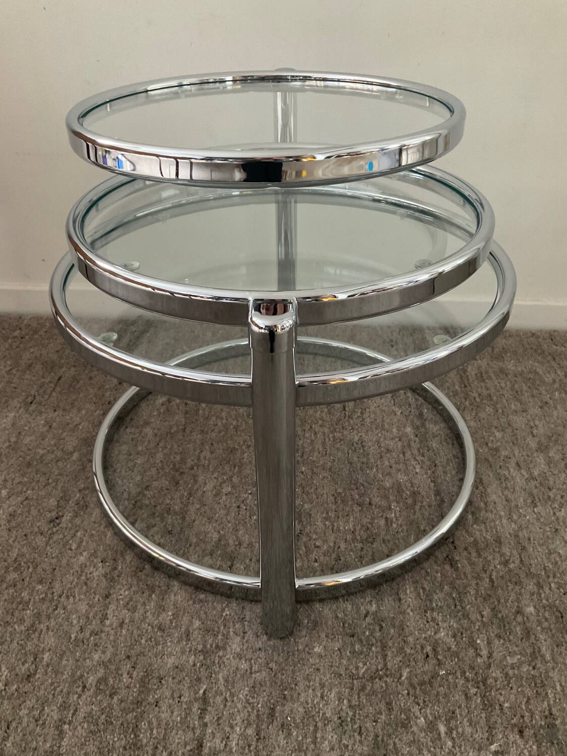 Vintage chrome coffee table with swivel tops