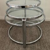 Vintage chrome coffee table with swivel tops