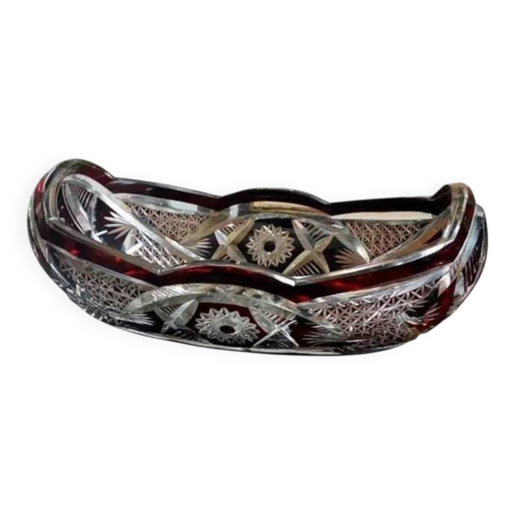 Ruby Red Bohemian Crystal Bowl from the Mid-1900s