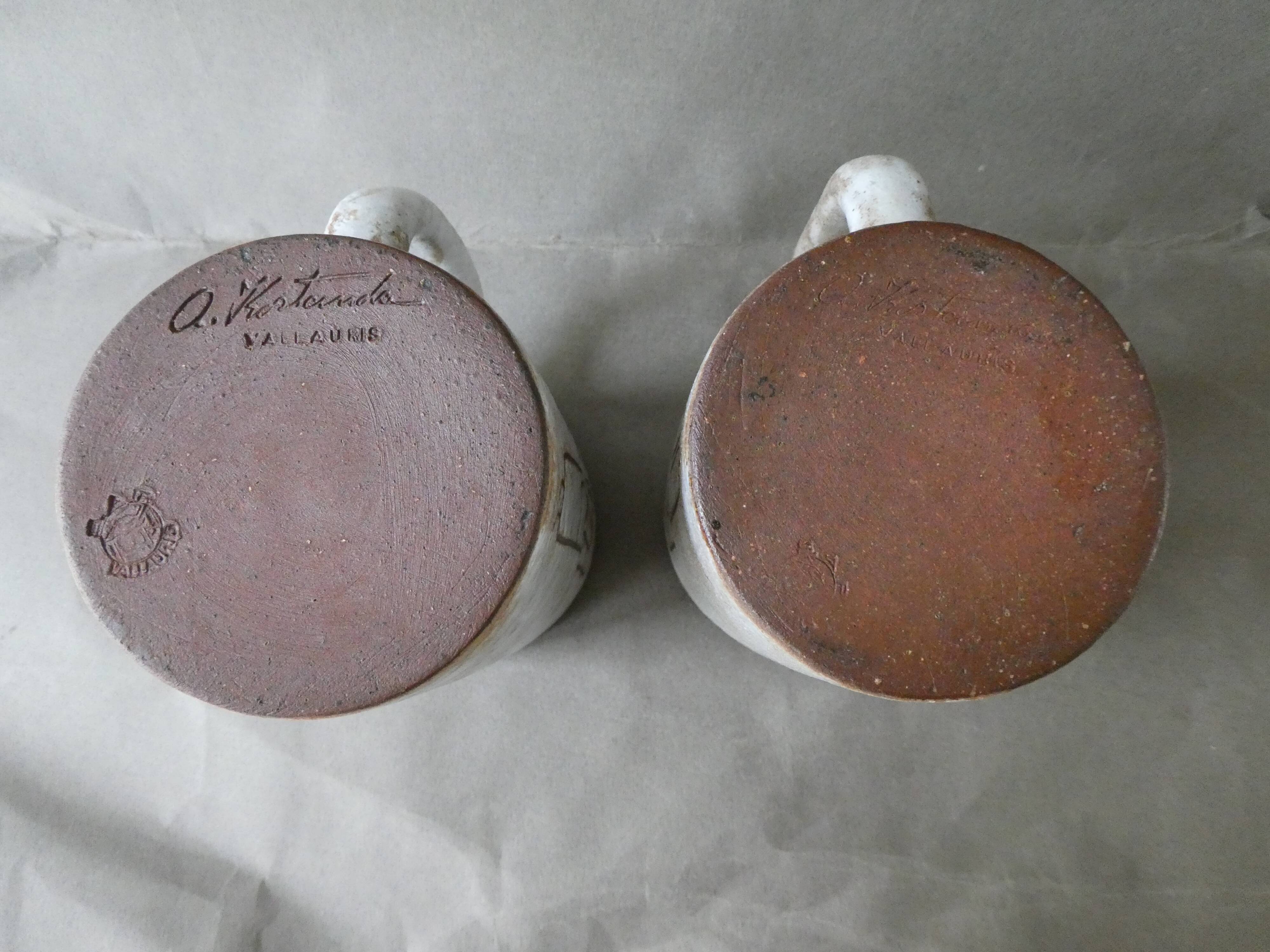 Set of 2 Kostanda ceramic mugs, 60s