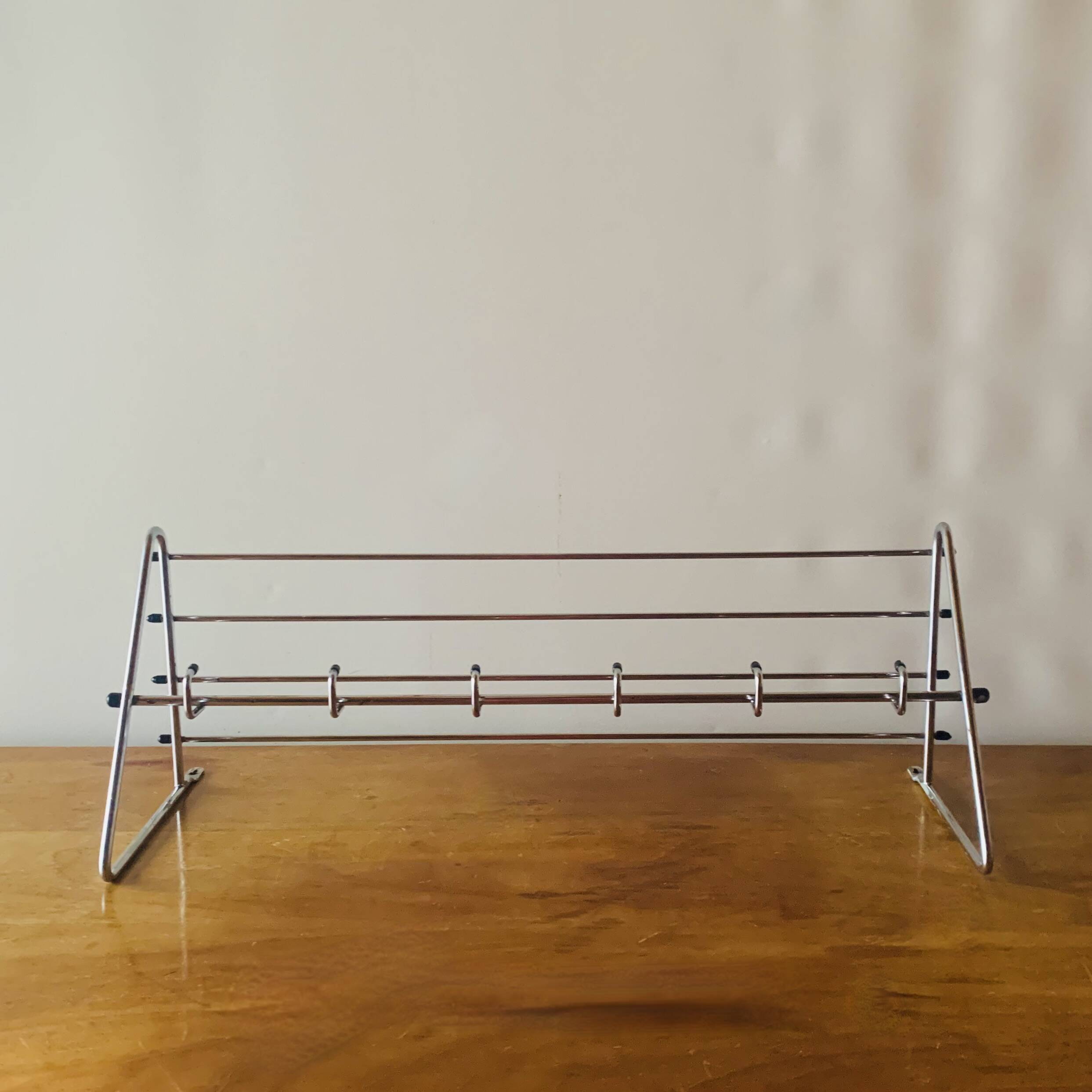 Vintage steel wall coat rack - 6 hooks