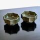 Pair of bowls/candle holders Just Andersen in metal Disko, Danish Grace