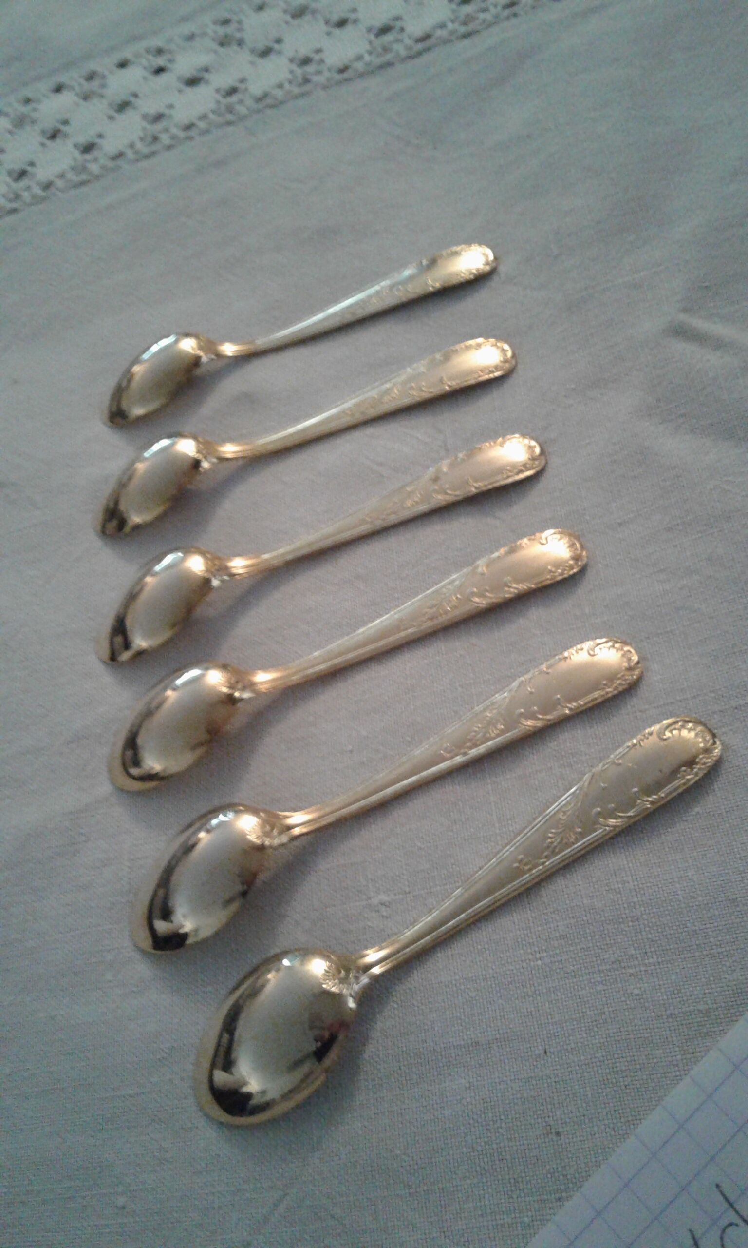 Box 6 small spoons, golden gold fin, style Louis XV
