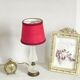 Brass & white glass table lamp red fabric shade