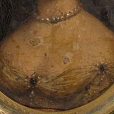 Miniature portrait of a woman in costume epoch louis xv frame wood