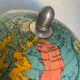 Vintage globe 1950 terrestrial wood Girard Barrère Forest - 38 cm