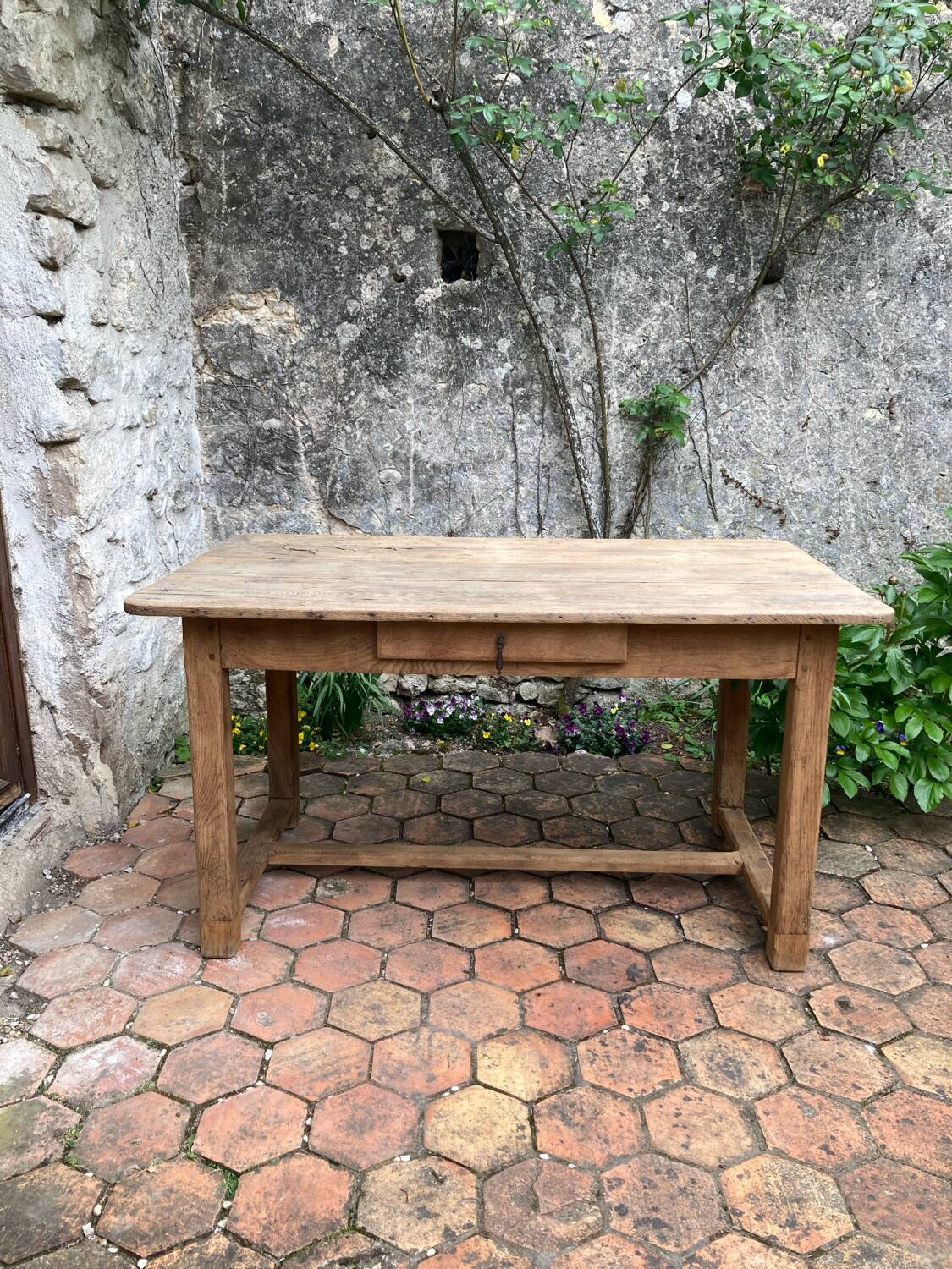 Old farmhouse table made of solid wood