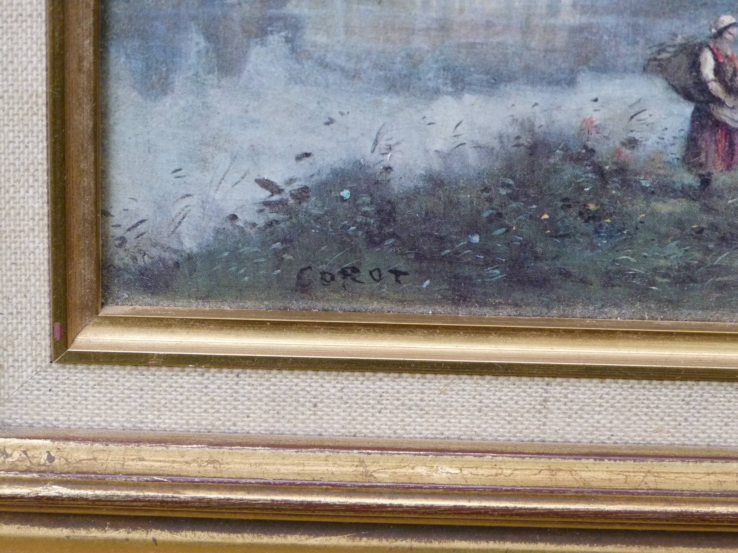 Painting Reproduction of a painting by Corot, gilded wood frame