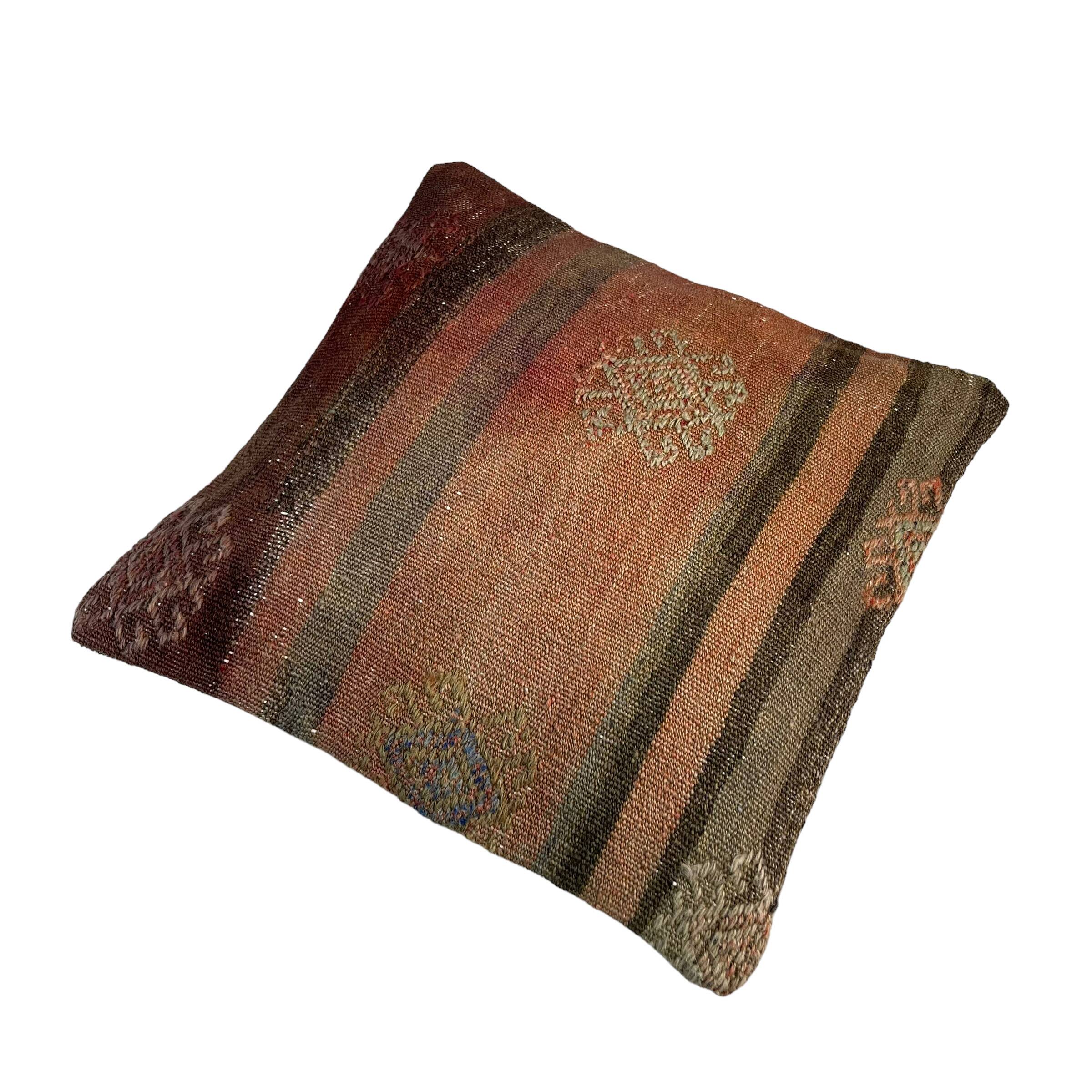 Housse de coussin kilim turc vintage, 40 x 40 cm