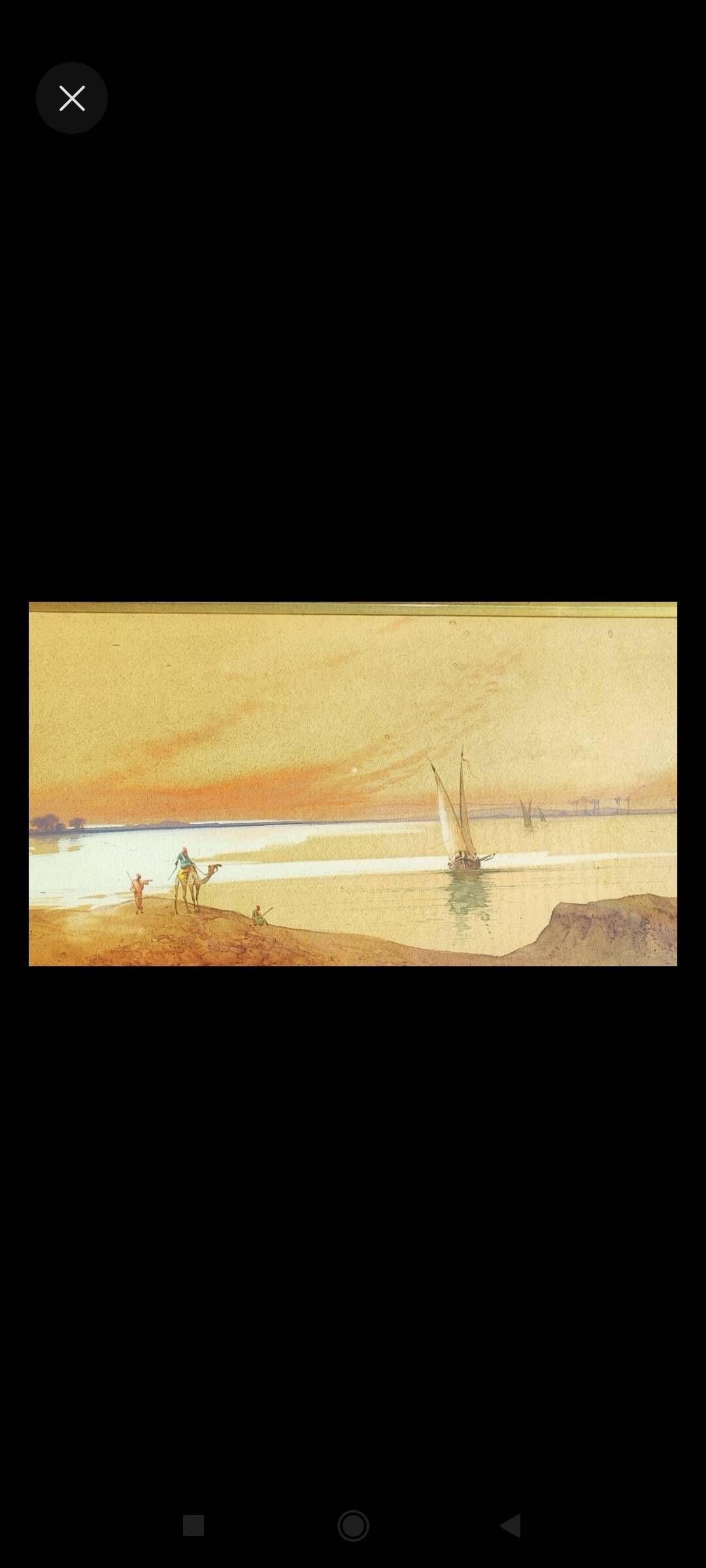 Orientalist Watercolour 1906 (H.S. Lynton) in its Syrian frame from the Mo period.
