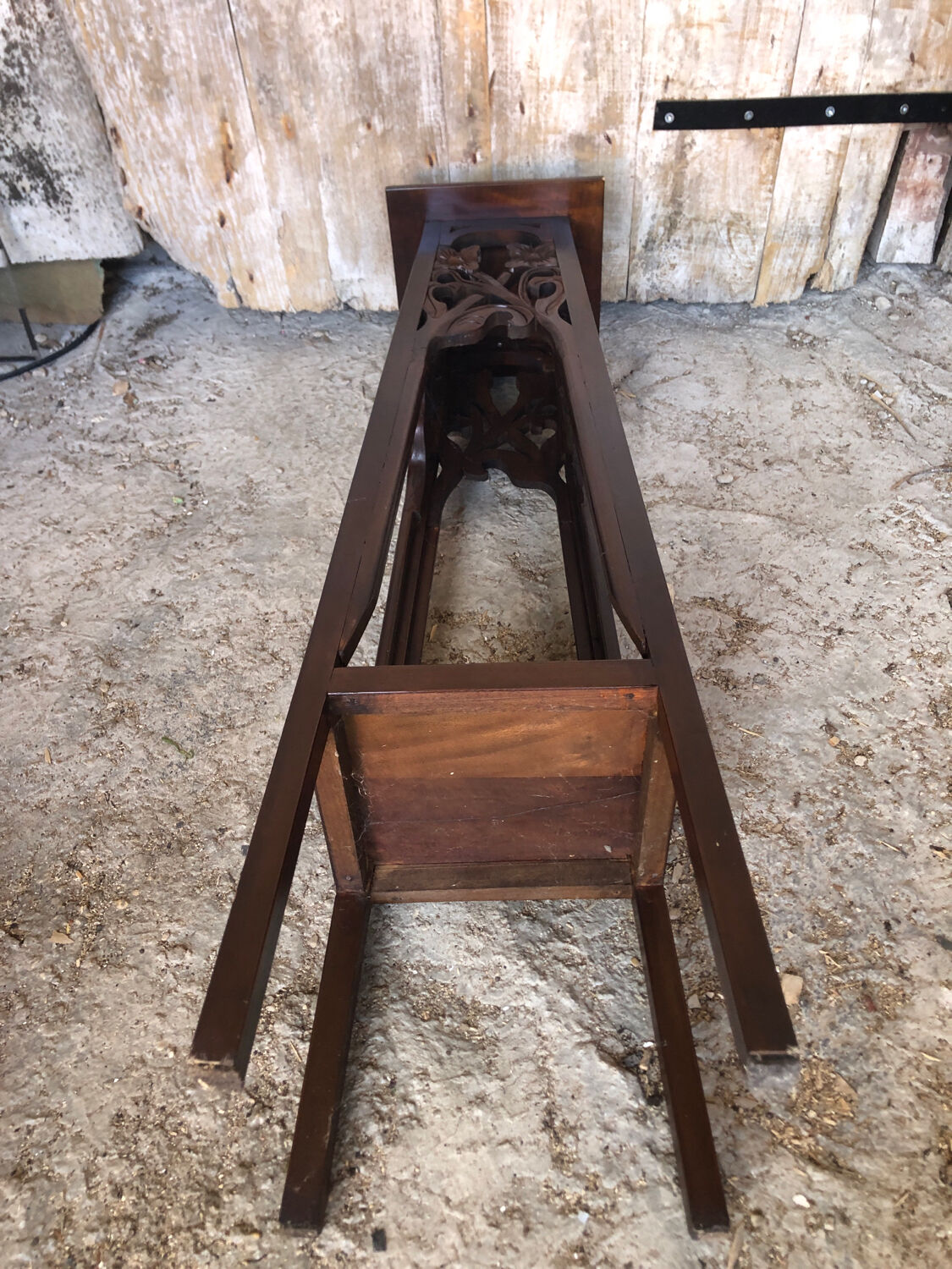 High table silver mahogany carved vintage