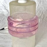 Vintage white and mauve pink frosted glass pendant lamp