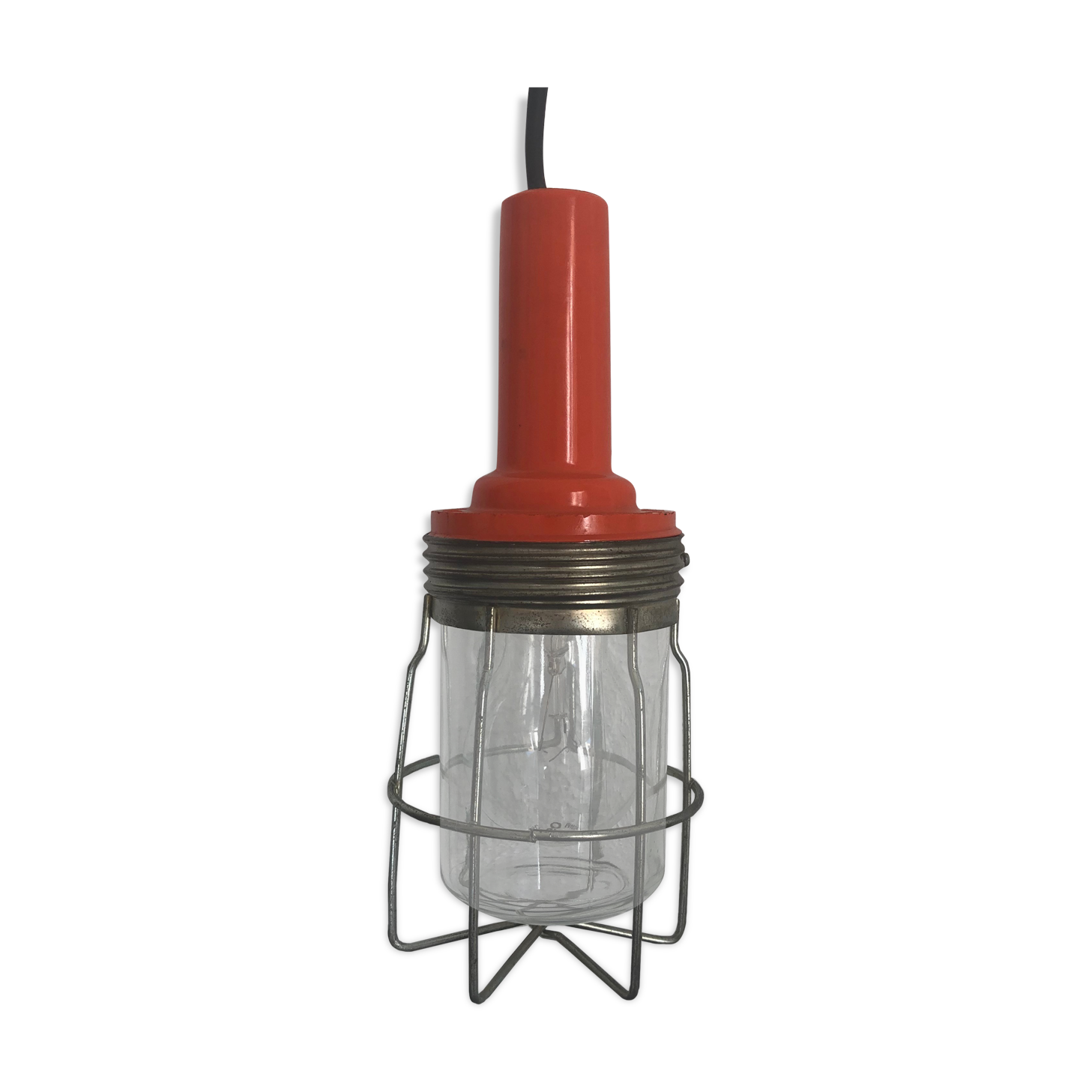 Vintage orange bakelite glass lamp - 25 cm