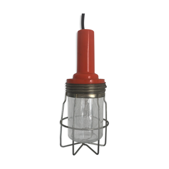 Lampe baladeuse verre Bakélite orange vintage 1970 - 25 cm