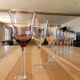 10 coloured glass stemmed glasses