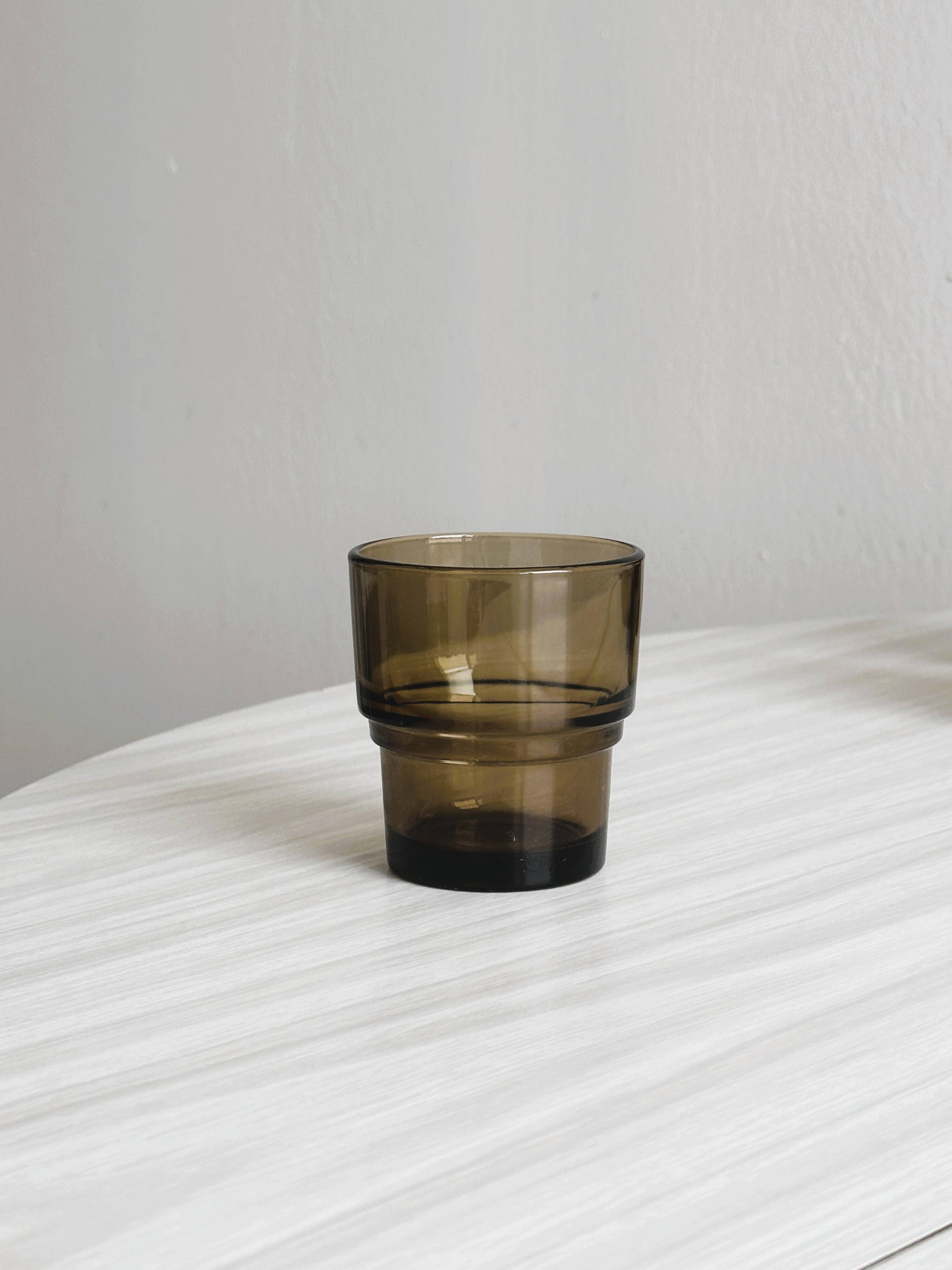 Set of 8 vintage thick smoked glass glasses