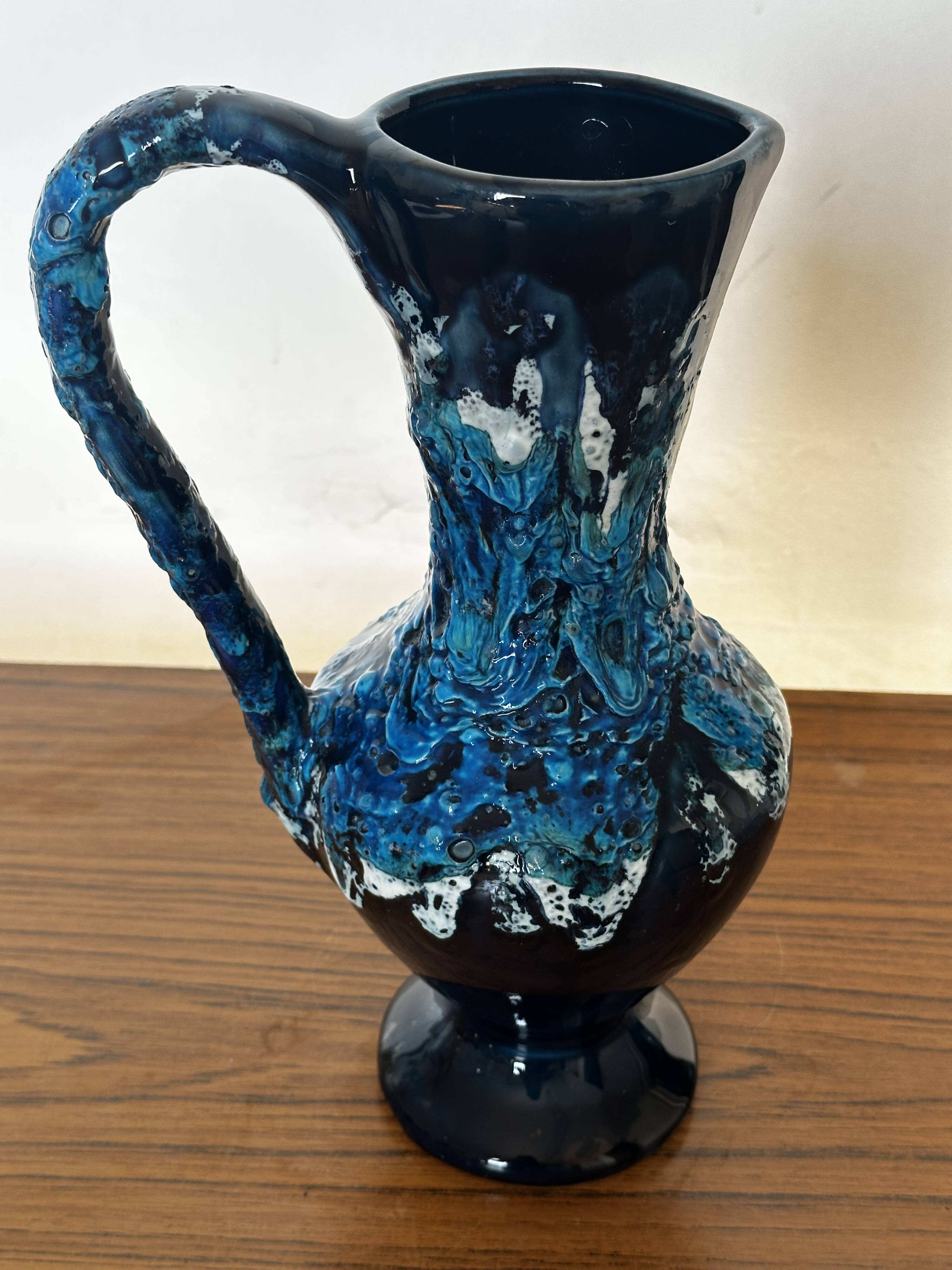 Fat Lava Ceramic Soliflore Vase Vallauris Blue H 31 cm
