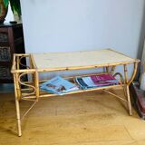 Vintage wicker rattan coffee table from the 1960s/70s (delivery possible)