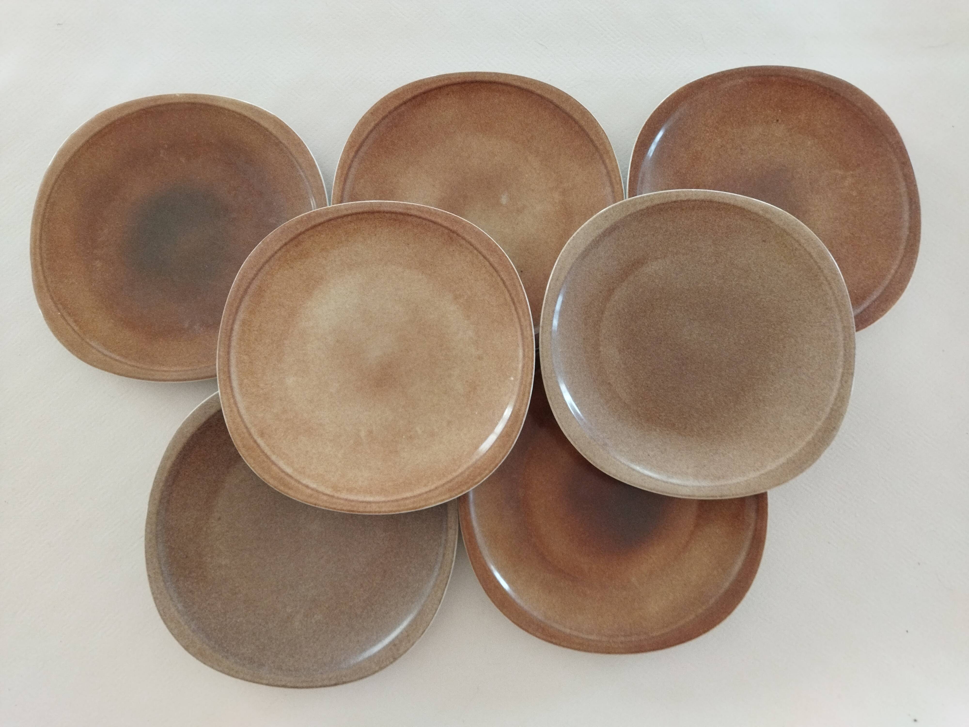 7 sandstone enamel dinner plates Sologne Porcelain
