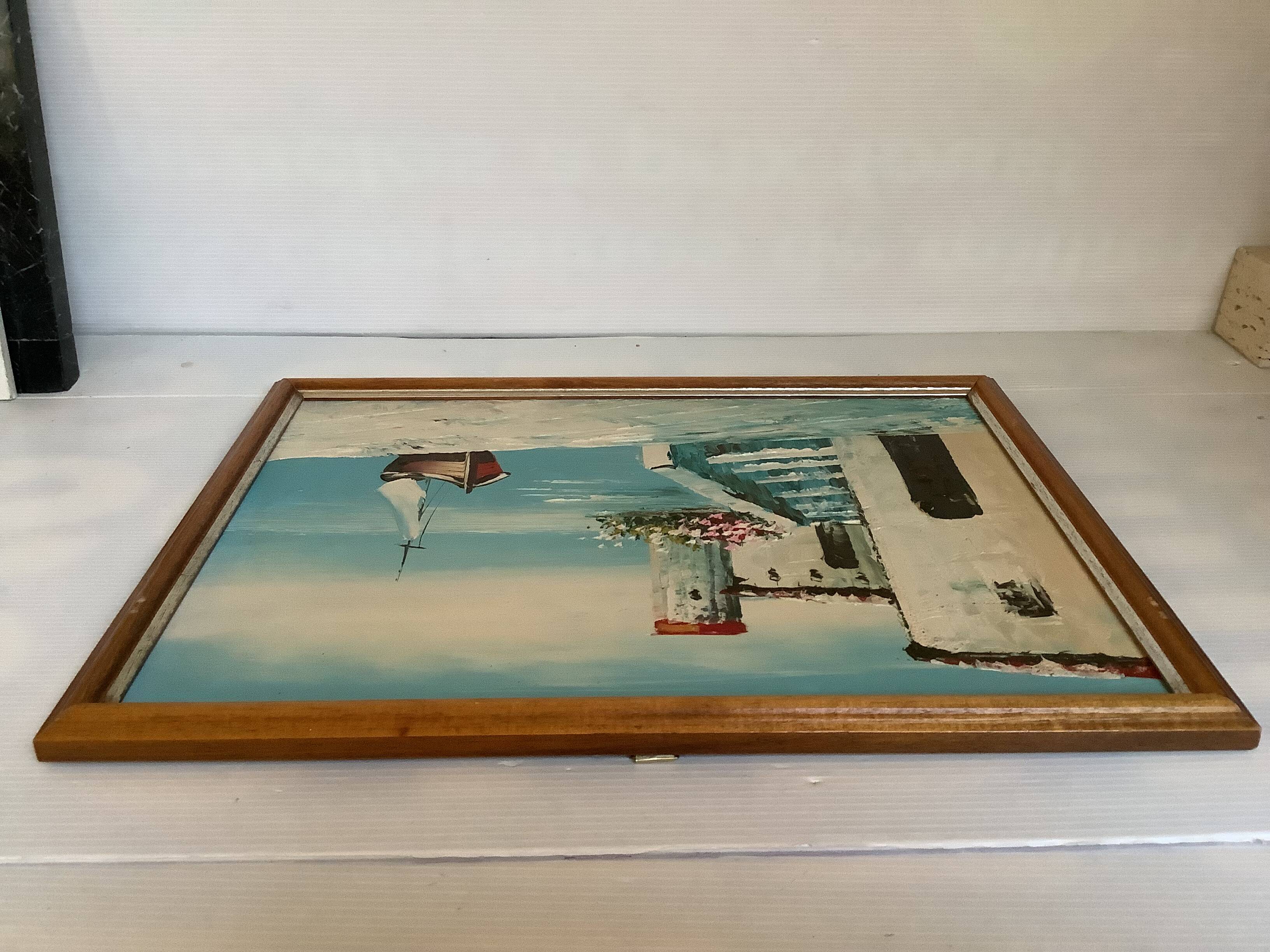 Seascape painting in oil on panel